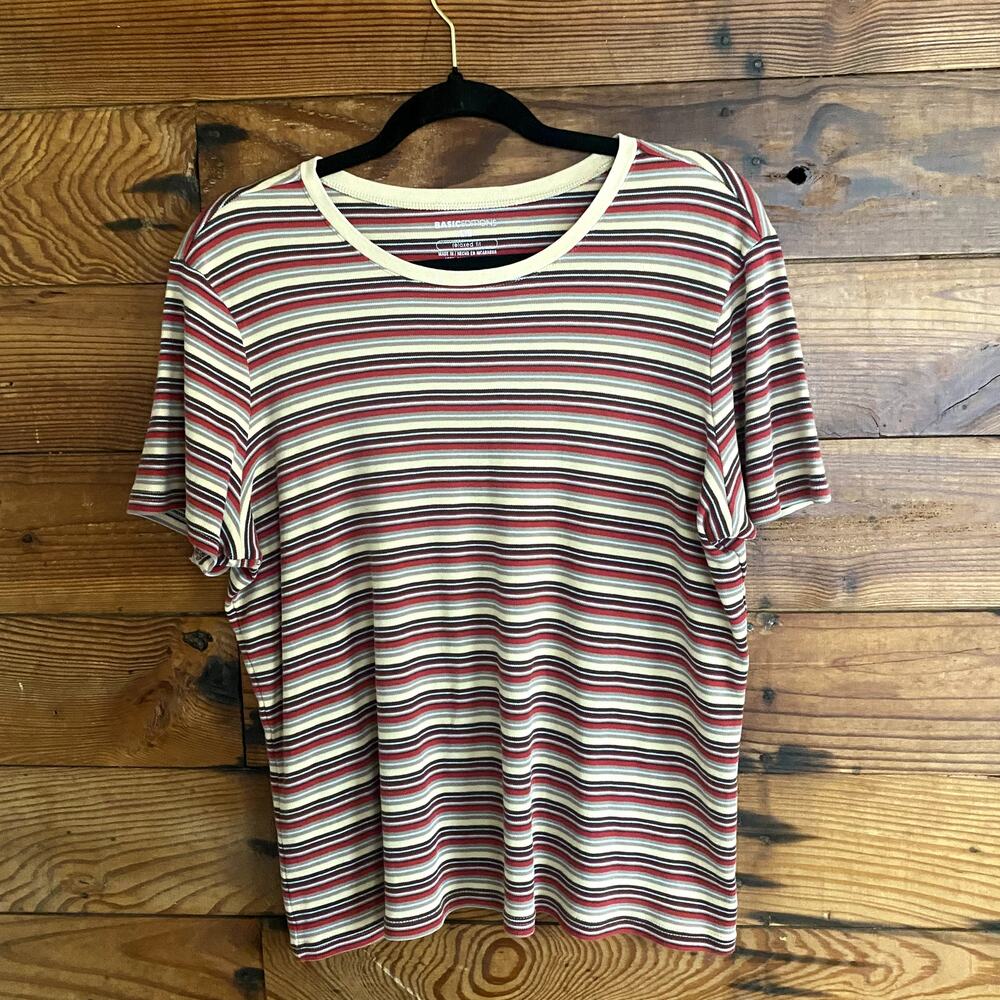 Basic Editions Relaxed Fit stripe tee size Large